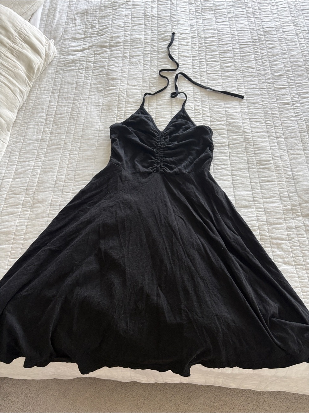 Able Black Cotton Ruched Sundress